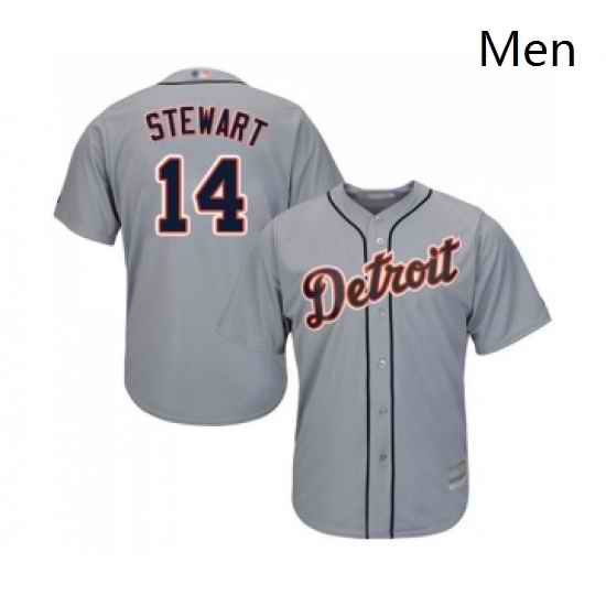 Mens Detroit Tigers 14 Christin Stewart Replica Grey Road Cool Base Baseball Jersey